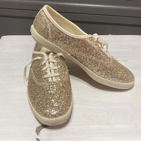 Gold glitter keds 7W womans shoes - Picture 2 of 9